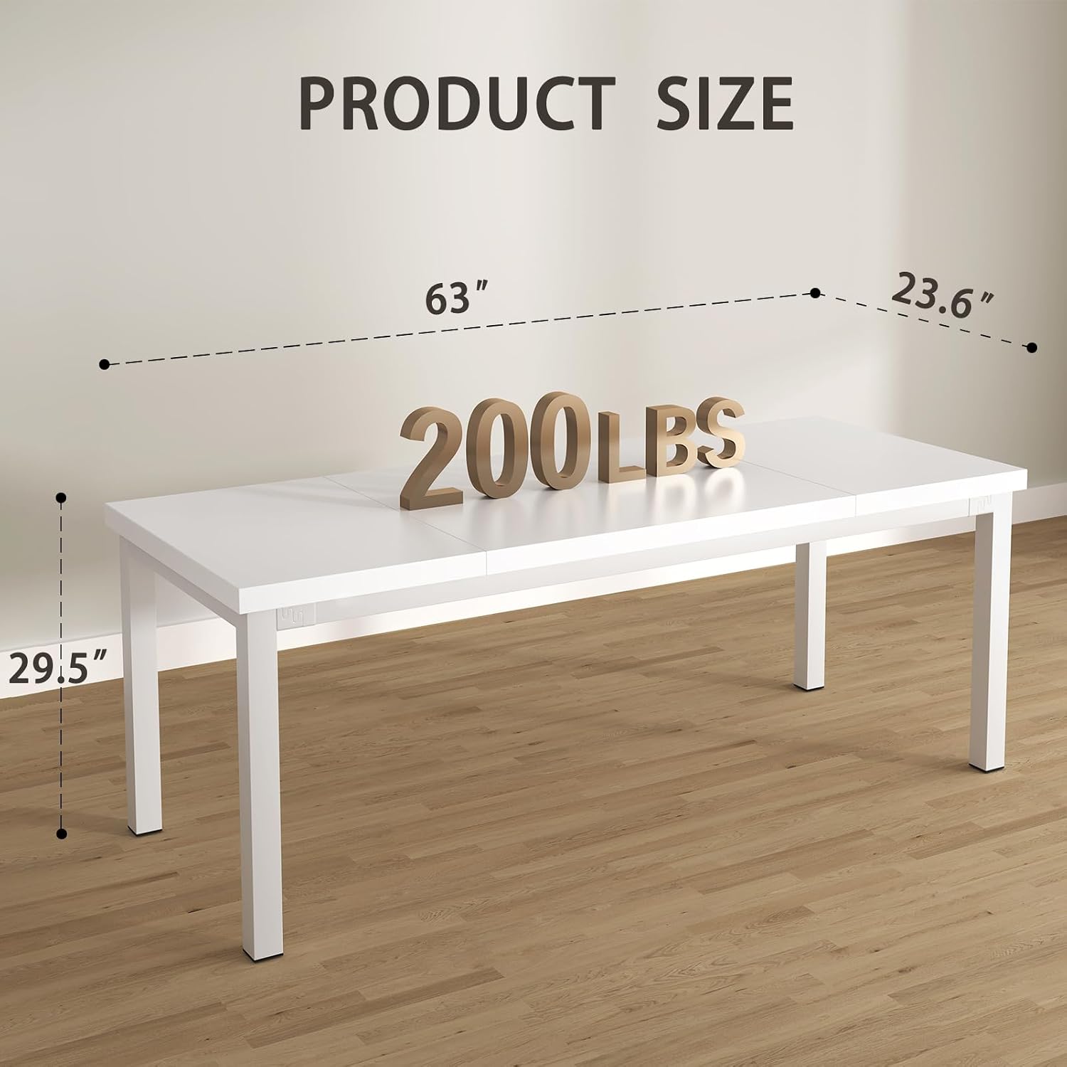 Home Office Work Table - 63 Inch Computer Desk With Adjustable