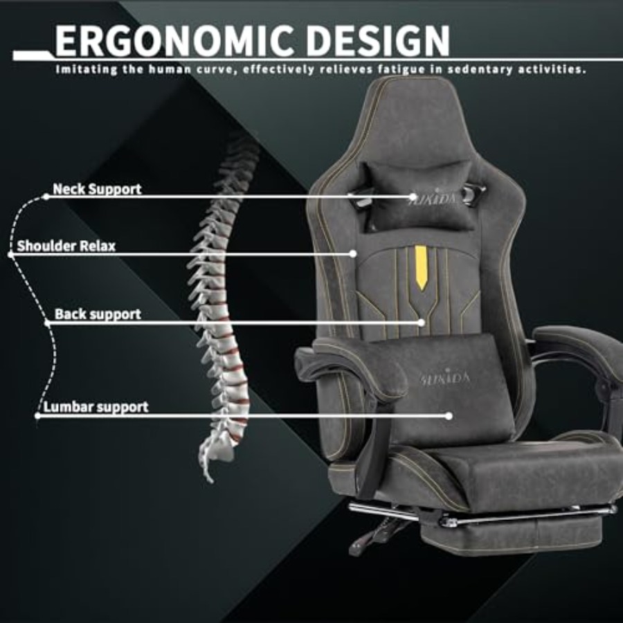 Gaming chair with footrest for - Ergonomic Office Chair 评论和价格