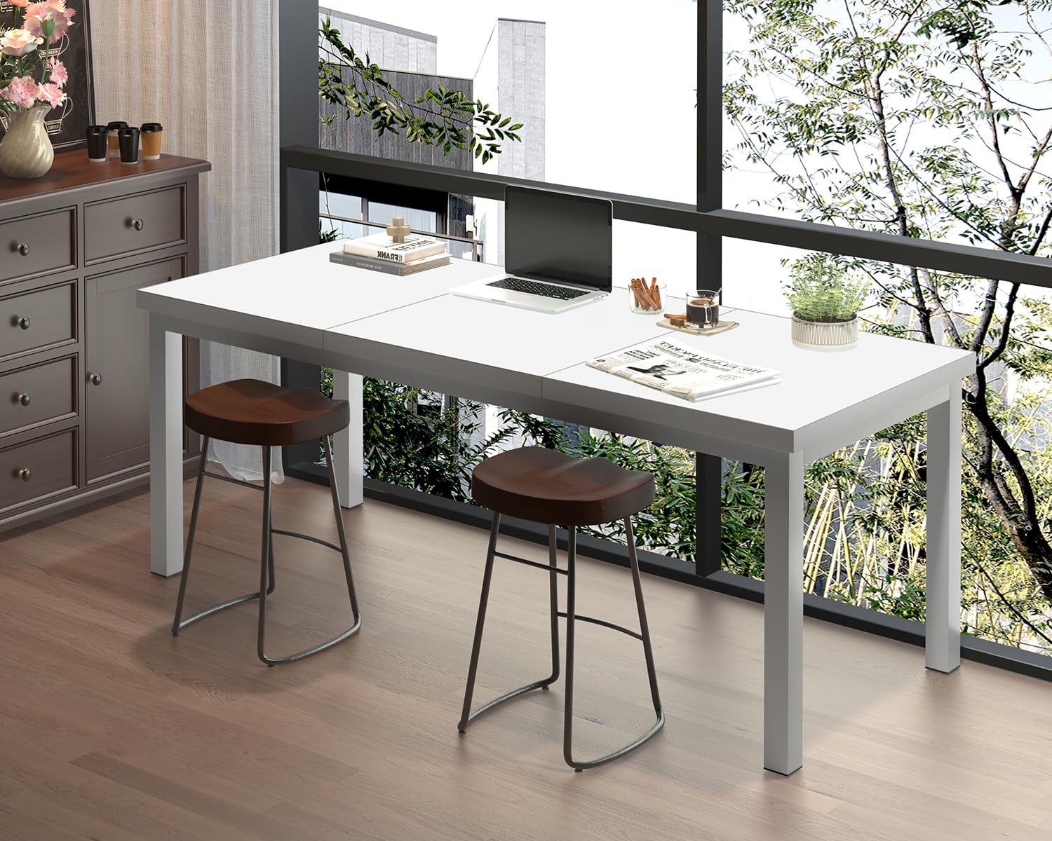 63 Inch Computer Desk With Adj - Home Office Work Table 评论和价格